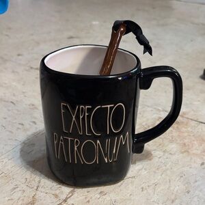 Rae Dunn Black Mug with Stag and Harry Potter Design